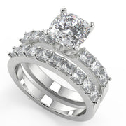 Violet Shared Prong Assher Accents Cushion Cut Diamond Ring - Nivetta
